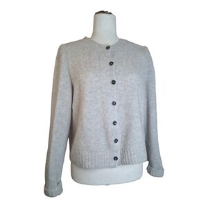 Eileen Fisher Women's Mohair Blend Button Down Chalk Cardigan Sweater S